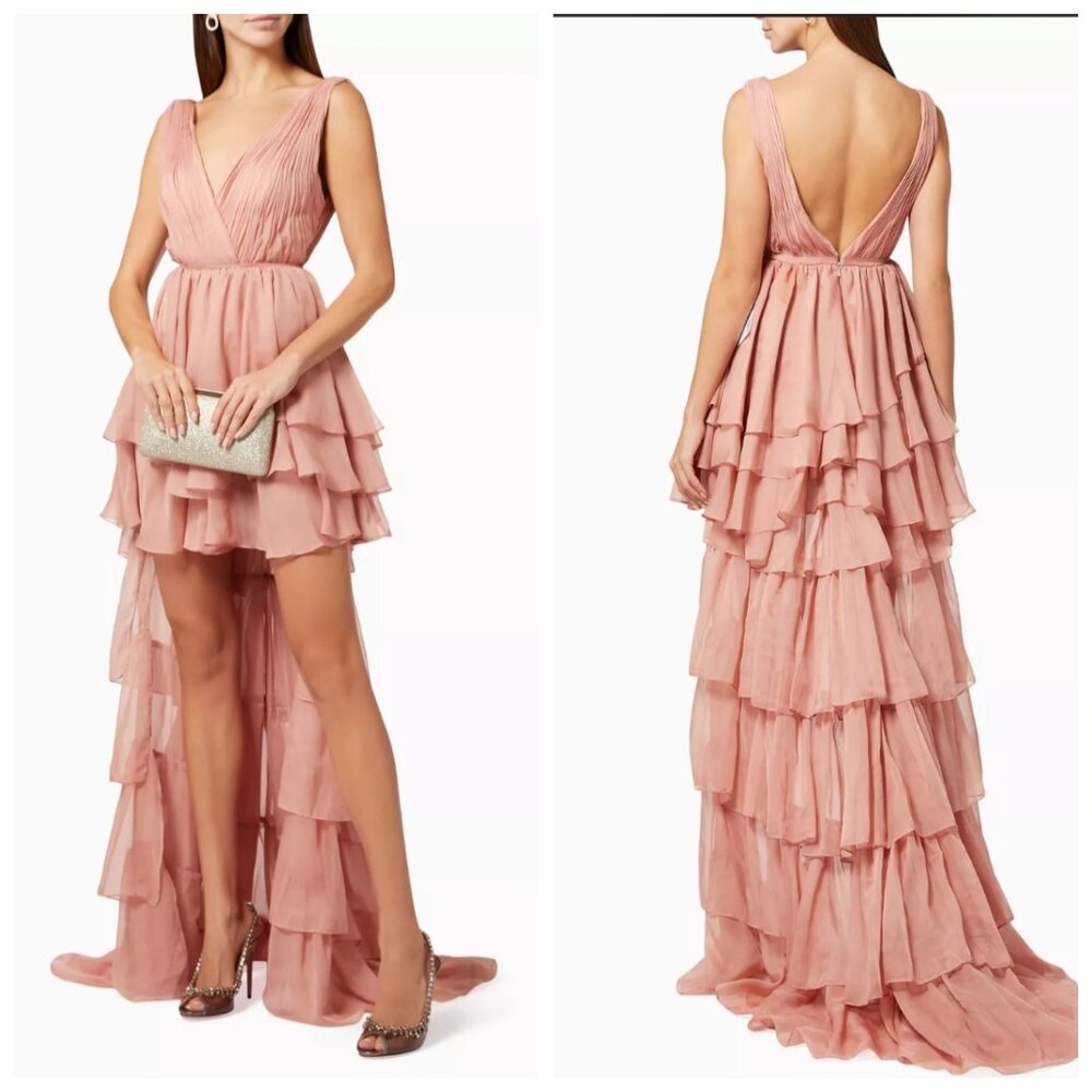 MAC DUGGAL x leena Ruffled Hi-Low Gown in Chiffon